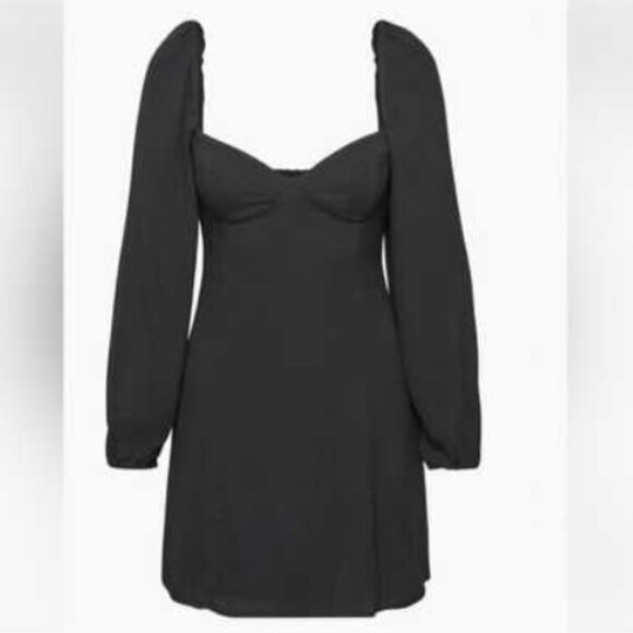 ARITZIA WILFRED Black Novella Mini Dress Long Sleeves In Sizes Small 4 - Picture 1 of 6